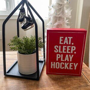 Abbott Collection "Eat, Sleep, Play Hockey" Wooden Sign Block Decor NWT